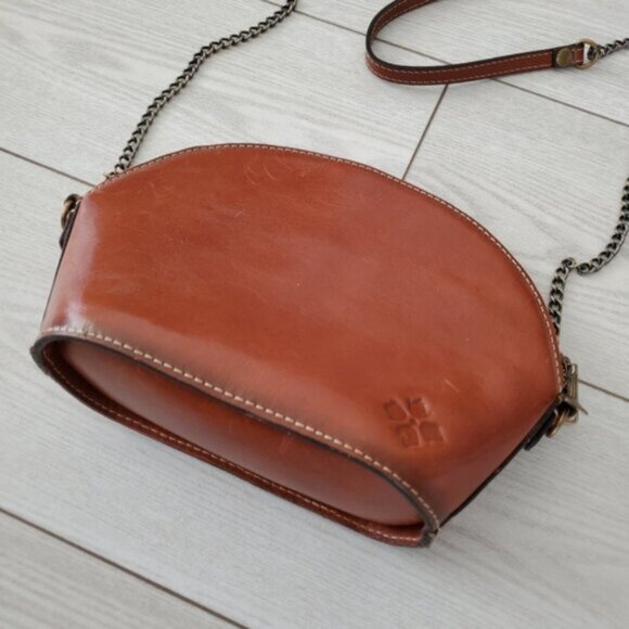 Patricia Nash Tan Italian Leather boho Chainlink Crossbody Rustic Bag - Picture 3 of 7